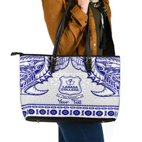 Personalised Fiji Labasa College Leather Tote Bag Fijian Tapa Pattern - Wonder Print Shop