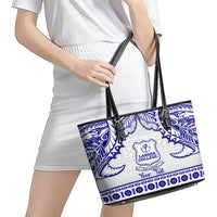 Personalised Fiji Labasa College Leather Tote Bag Fijian Tapa Pattern - Wonder Print Shop