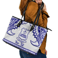 Personalised Fiji Labasa College Leather Tote Bag Fijian Tapa Pattern - Wonder Print Shop