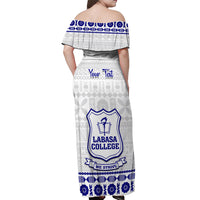 Personalised Fiji Labasa College Off Shoulder Maxi Dress Fijian Tapa Pattern - Wonder Print Shop