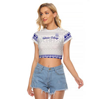 Personalised Fiji Labasa College Raglan Cropped T Shirt Fijian Tapa Pattern - Wonder Print Shop