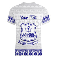 Personalised Fiji Labasa College Women V Neck T Shirt Fijian Tapa Pattern - Wonder Print Shop