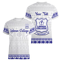 Personalised Fiji Labasa College Women V Neck T Shirt Fijian Tapa Pattern - Wonder Print Shop