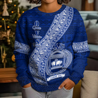 Personalised Fiji Queen Victoria School Kid Ugly Christmas Sweater Fijian Tapa Pattern - Wonder Print Shop