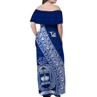 Personalised Fiji Queen Victoria School Off Shoulder Maxi Dress Fijian Tapa Pattern - Wonder Print Shop