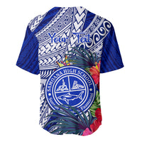 Personalised Samoana High School Baseball Jersey American Samoa Schools Polynesian Tropical Flowers - Wonder Print Shop