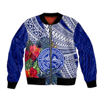Personalised Samoana High School Bomber Jacket American Samoa Schools Polynesian Tropical Flowers - Wonder Print Shop