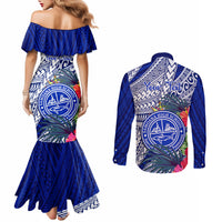 personalised-samoana-high-school-couples-matching-mermaid-dress-and-long-sleeve-button-shirt-american-samoa-schools-polynesian-tropical-flowers