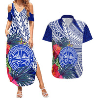 Personalised Samoana High School Couples Matching Summer Maxi Dress and Hawaiian Shirt American Samoa Schools Polynesian Tropical Flowers - Wonder Print Shop