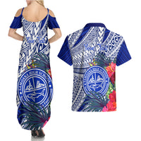Personalised Samoana High School Couples Matching Summer Maxi Dress and Hawaiian Shirt American Samoa Schools Polynesian Tropical Flowers - Wonder Print Shop