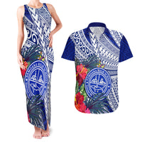 Personalised Samoana High School Couples Matching Tank Maxi Dress and Hawaiian Shirt American Samoa Schools Polynesian Tropical Flowers - Wonder Print Shop
