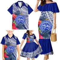 Personalised Samoana High School Family Matching Mermaid Dress and Hawaiian Shirt American Samoa Schools Polynesian Tropical Flowers - Wonder Print Shop