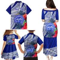 Personalised Samoana High School Family Matching Puletasi Dress and Hawaiian Shirt American Samoa Schools Polynesian Tropical Flowers - Wonder Print Shop
