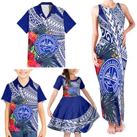 Personalised Samoana High School Family Matching Tank Maxi Dress and Hawaiian Shirt American Samoa Schools Polynesian Tropical Flowers - Wonder Print Shop