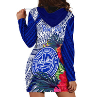 Personalised Samoana High School Hoodie Dress American Samoa Schools Polynesian Tropical Flowers - Wonder Print Shop