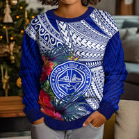 Personalised Samoana High School Kid Ugly Christmas Sweater American Samoa Schools Polynesian Tropical Flowers - Wonder Print Shop