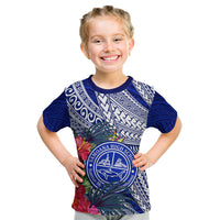 Personalised Samoana High School Kid T Shirt American Samoa Schools Polynesian Tropical Flowers - Wonder Print Shop