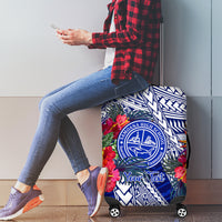 Personalised Samoana High School Luggage Cover American Samoa Schools Polynesian Tropical Flowers - Wonder Print Shop