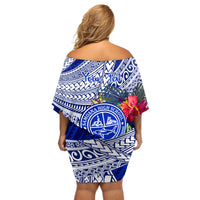 Personalised Samoana High School Off Shoulder Short Dress American Samoa Schools Polynesian Tropical Flowers - Wonder Print Shop
