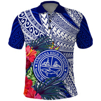Personalised Samoana High School Polo Shirt American Samoa Schools Polynesian Tropical Flowers - Wonder Print Shop