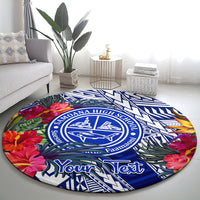 personalised-samoana-high-school-round-carpet-american-samoa-schools-polynesian-tropical-flowers