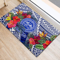 Personalised Samoana High School Rubber Doormat American Samoa Schools Polynesian Tropical Flowers - Wonder Print Shop