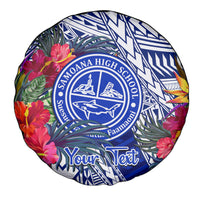 Personalised Samoana High School Spare Tire Cover American Samoa Schools Polynesian Tropical Flowers - Wonder Print Shop
