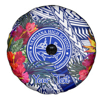 Personalised Samoana High School Spare Tire Cover American Samoa Schools Polynesian Tropical Flowers - Wonder Print Shop