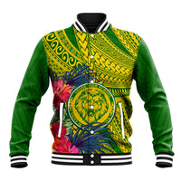 Personalised Leone High School Baseball Jacket American Samoa Schools Polynesian Tropical Flowers - Wonder Print Shop