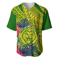 Personalised Leone High School Baseball Jersey American Samoa Schools Polynesian Tropical Flowers - Wonder Print Shop