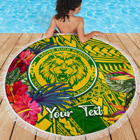 Personalised Leone High School Beach Blanket American Samoa Schools Polynesian Tropical Flowers - Wonder Print Shop