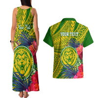 Personalised Leone High School Couples Matching Tank Maxi Dress and Hawaiian Shirt American Samoa Schools Polynesian Tropical Flowers - Wonder Print Shop