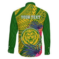 Personalised Leone High School Family Matching Off Shoulder Long Sleeve Dress and Hawaiian Shirt American Samoa Schools Polynesian Tropical Flowers - Wonder Print Shop