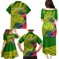 Personalised Leone High School Family Matching Puletasi Dress and Hawaiian Shirt American Samoa Schools Polynesian Tropical Flowers - Wonder Print Shop