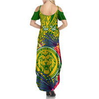 Personalised Leone High School Family Matching Summer Maxi Dress and Hawaiian Shirt American Samoa Schools Polynesian Tropical Flowers - Wonder Print Shop