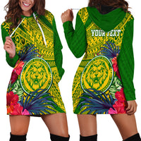 Personalised Leone High School Hoodie Dress American Samoa Schools Polynesian Tropical Flowers - Wonder Print Shop