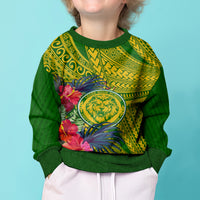 Personalised Leone High School Kid Ugly Christmas Sweater American Samoa Schools Polynesian Tropical Flowers - Wonder Print Shop