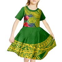 Personalised Leone High School Kid Short Sleeve Dress American Samoa Schools Polynesian Tropical Flowers - Wonder Print Shop