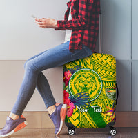 Personalised Leone High School Luggage Cover American Samoa Schools Polynesian Tropical Flowers - Wonder Print Shop