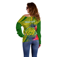 Personalised Leone High School Off Shoulder Sweater American Samoa Schools Polynesian Tropical Flowers - Wonder Print Shop