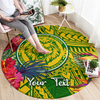 personalised-leone-high-school-round-carpet-american-samoa-schools-polynesian-tropical-flowers