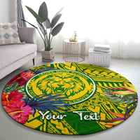personalised-leone-high-school-round-carpet-american-samoa-schools-polynesian-tropical-flowers