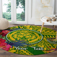 personalised-leone-high-school-round-carpet-american-samoa-schools-polynesian-tropical-flowers