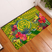 Personalised Leone High School Rubber Doormat American Samoa Schools Polynesian Tropical Flowers - Wonder Print Shop