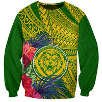 Personalised Leone High School Sweatshirt American Samoa Schools Polynesian Tropical Flowers - Wonder Print Shop