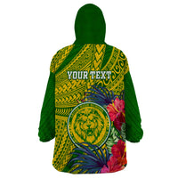 Personalised Leone High School Wearable Blanket Hoodie American Samoa Schools Polynesian Tropical Flowers - Wonder Print Shop