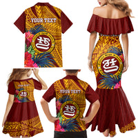Personalised Tafuna High School Family Matching Mermaid Dress and Hawaiian Shirt American Samoa Schools Polynesian Tropical Flowers - Wonder Print Shop