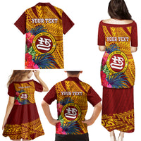 Personalised Tafuna High School Family Matching Puletasi Dress and Hawaiian Shirt American Samoa Schools Polynesian Tropical Flowers - Wonder Print Shop