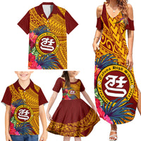 Personalised Tafuna High School Family Matching Summer Maxi Dress and Hawaiian Shirt American Samoa Schools Polynesian Tropical Flowers - Wonder Print Shop