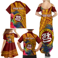 Personalised Tafuna High School Family Matching Summer Maxi Dress and Hawaiian Shirt American Samoa Schools Polynesian Tropical Flowers - Wonder Print Shop